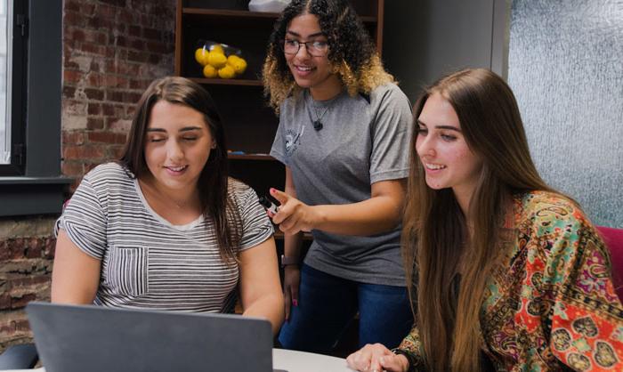 Students working in a computer related class at The University of Akron